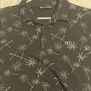 Travis Mathew Men's Black Palm Tree Polo Shirt